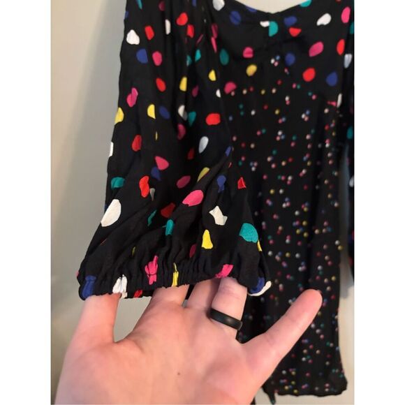 Rixo for Target Polkadot Swing Dress SZ 8 Retro Puff Sleeve Sweetheart Neckline - Picture 4 of 11